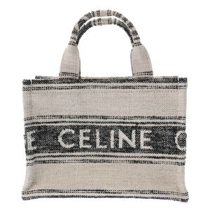 Celine Cabas Thais White Black Canvas Bag